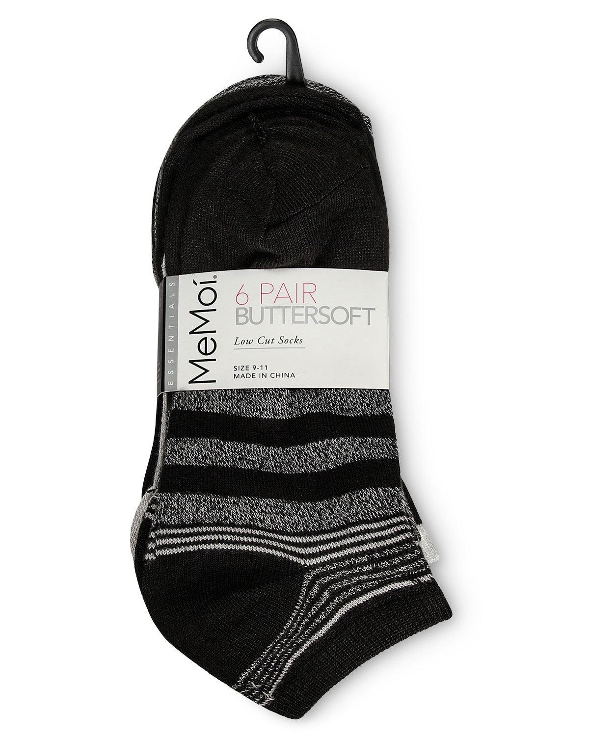Women's 6 Pair Pack ButterSoft Stripe Low-Cut Socks : Color: Black