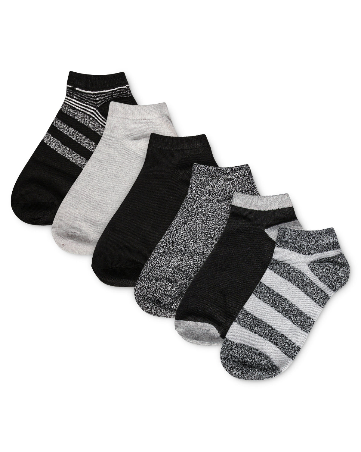 Women's 6 Pair Pack ButterSoft Stripe Low-Cut Socks : Color: Black