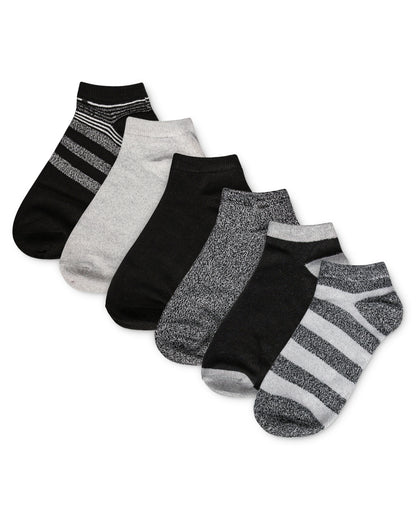 Women's 6 Pair Pack ButterSoft Stripe Low-Cut Socks : Color: Black