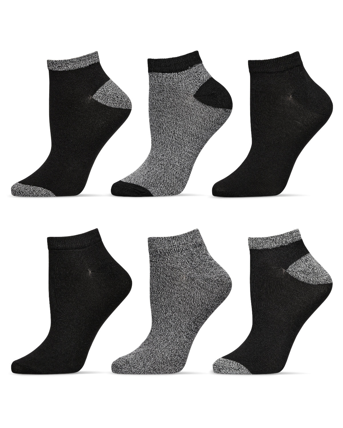 Women's 6 Pair Pack Marled ButterSoft Low-Cut Socks : Color: Black