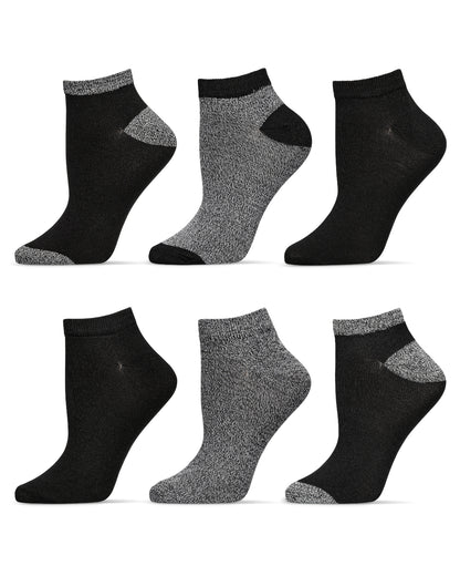 Women's 6 Pair Pack Marled ButterSoft Low-Cut Socks : Color: Black
