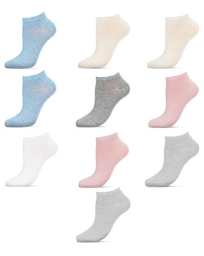 Women's 10 Pair Pack Heathered Pastel Low Cut Socks : Color: Blush