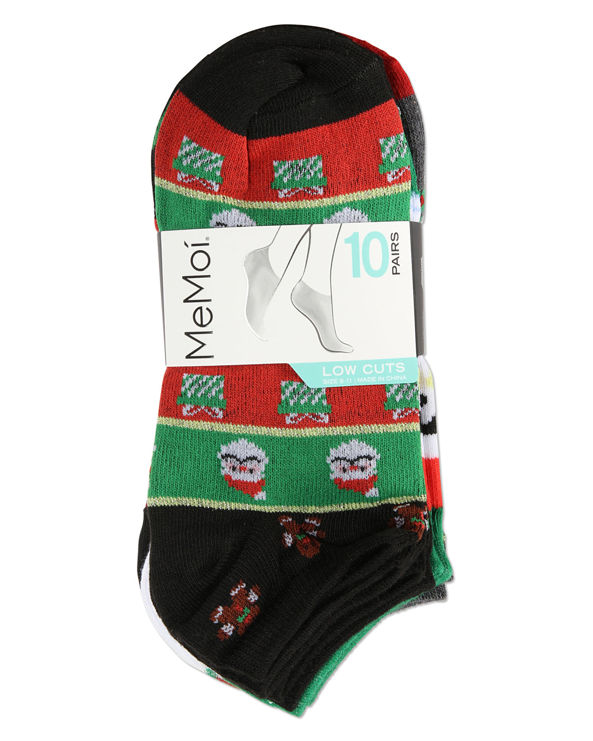 Women's 10 Pair Pack Holiday Low Cut Socks : Color: Black