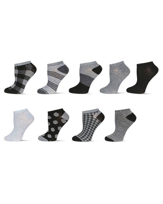 Women's 10 Pair Pack Buffalo Check Low Cut Socks : Color: Black