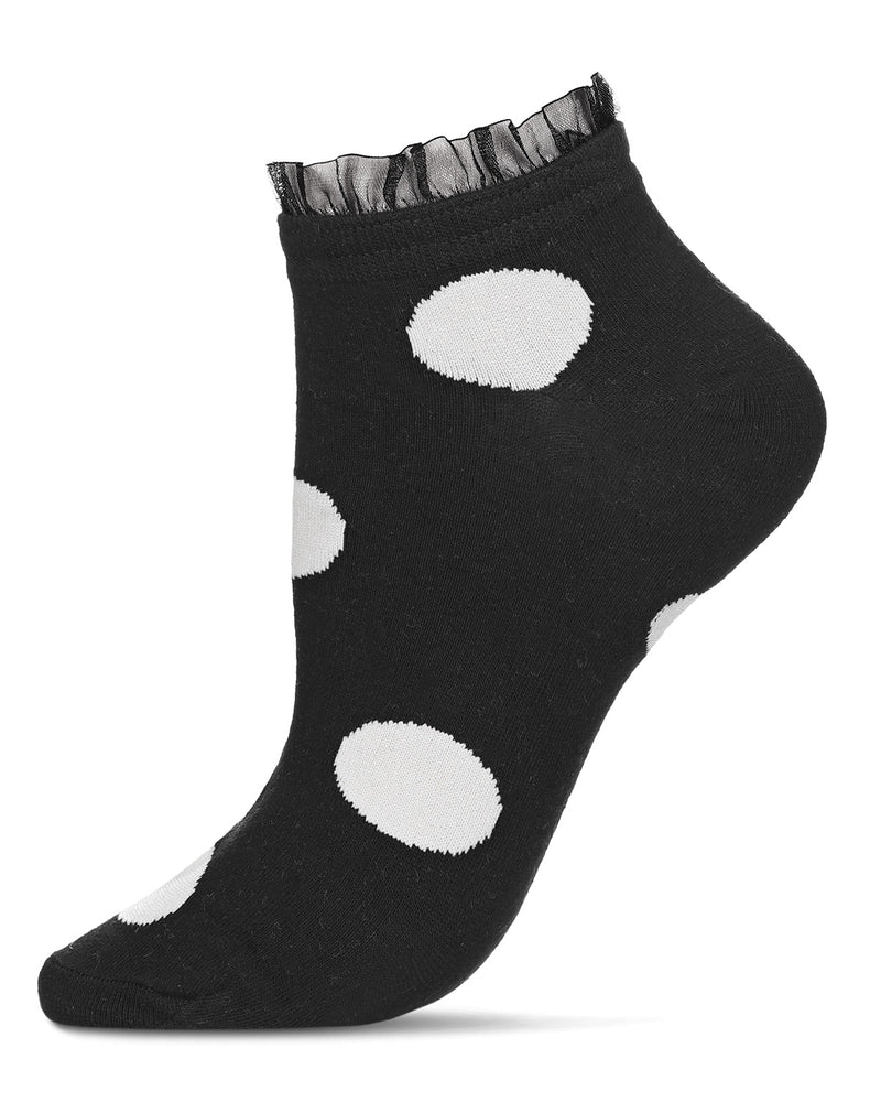 Women's Ruffle Polka Dot Cotton Blend Low-Cut Socks