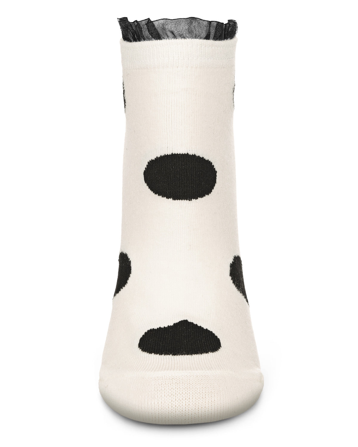 Women's Ruffle Polka Dot Cotton Blend Low-Cut Socks : Color: Black
