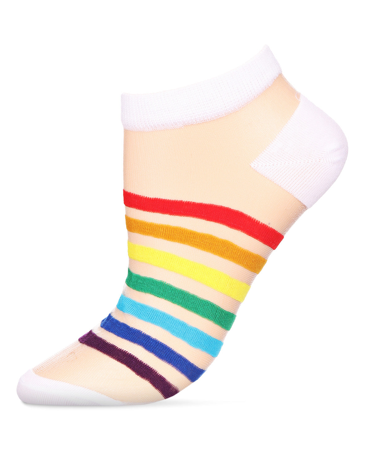 Women's See The Rainbow Sheer Cotton Blend Low-Cut Socks : Color: White