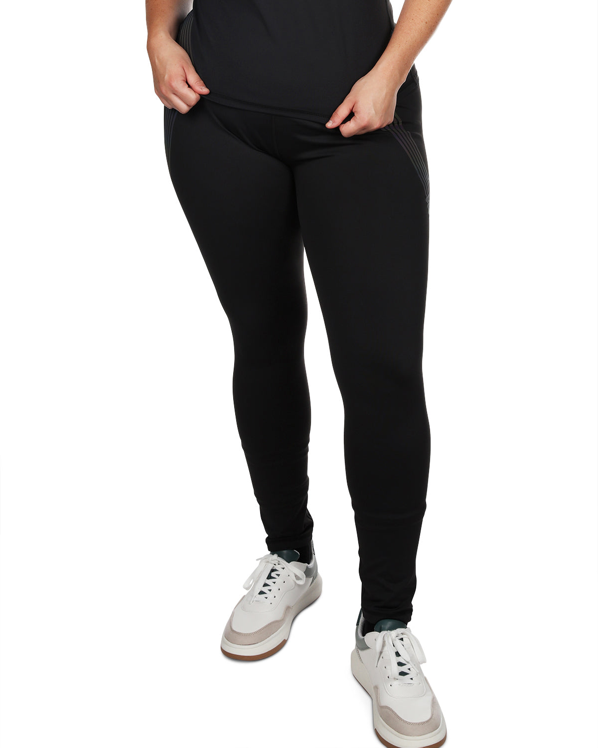 Women's Reflective Rainbow Slim-Fit High-Waist Shaping Performance Leggings : Color: Black
