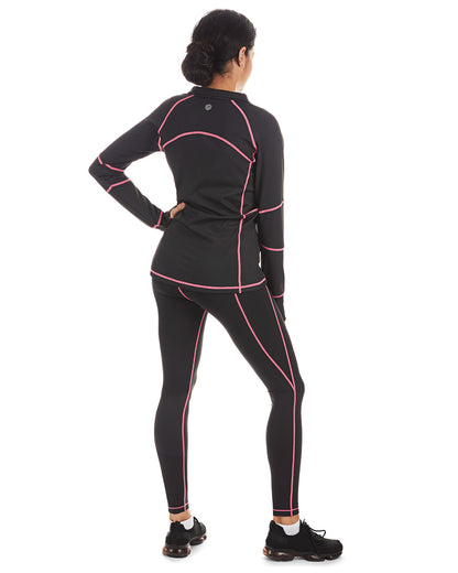 Women's Neon Stitching High-Waist Performance Shaping Leggings : Color: Black