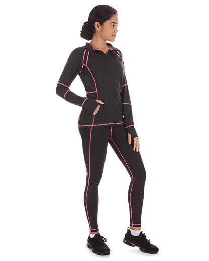 Women's Neon Stitching High-Waist Performance Shaping Leggings : Color: Black