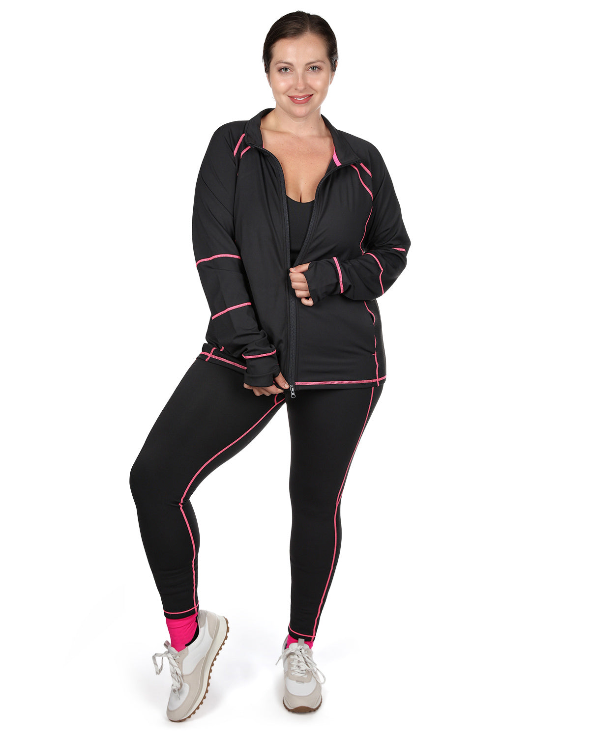 Women's Neon Stitching High-Waist Performance Shaping Leggings : Color: Black