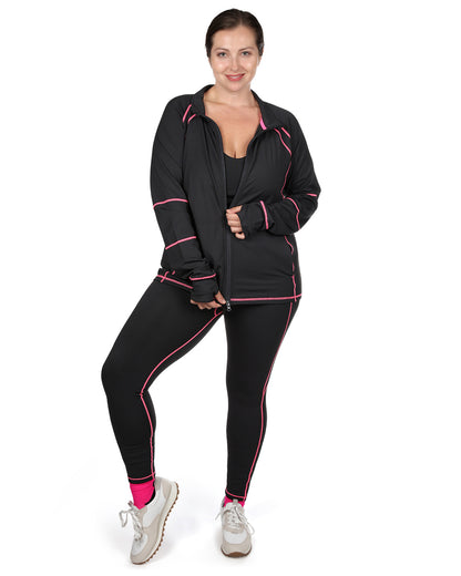 Women's Neon Stitching High-Waist Performance Shaping Leggings : Color: Black