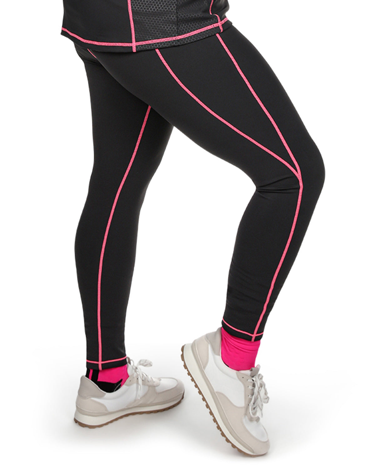 Women's Neon Stitching High-Waist Performance Shaping Leggings : Color: Black