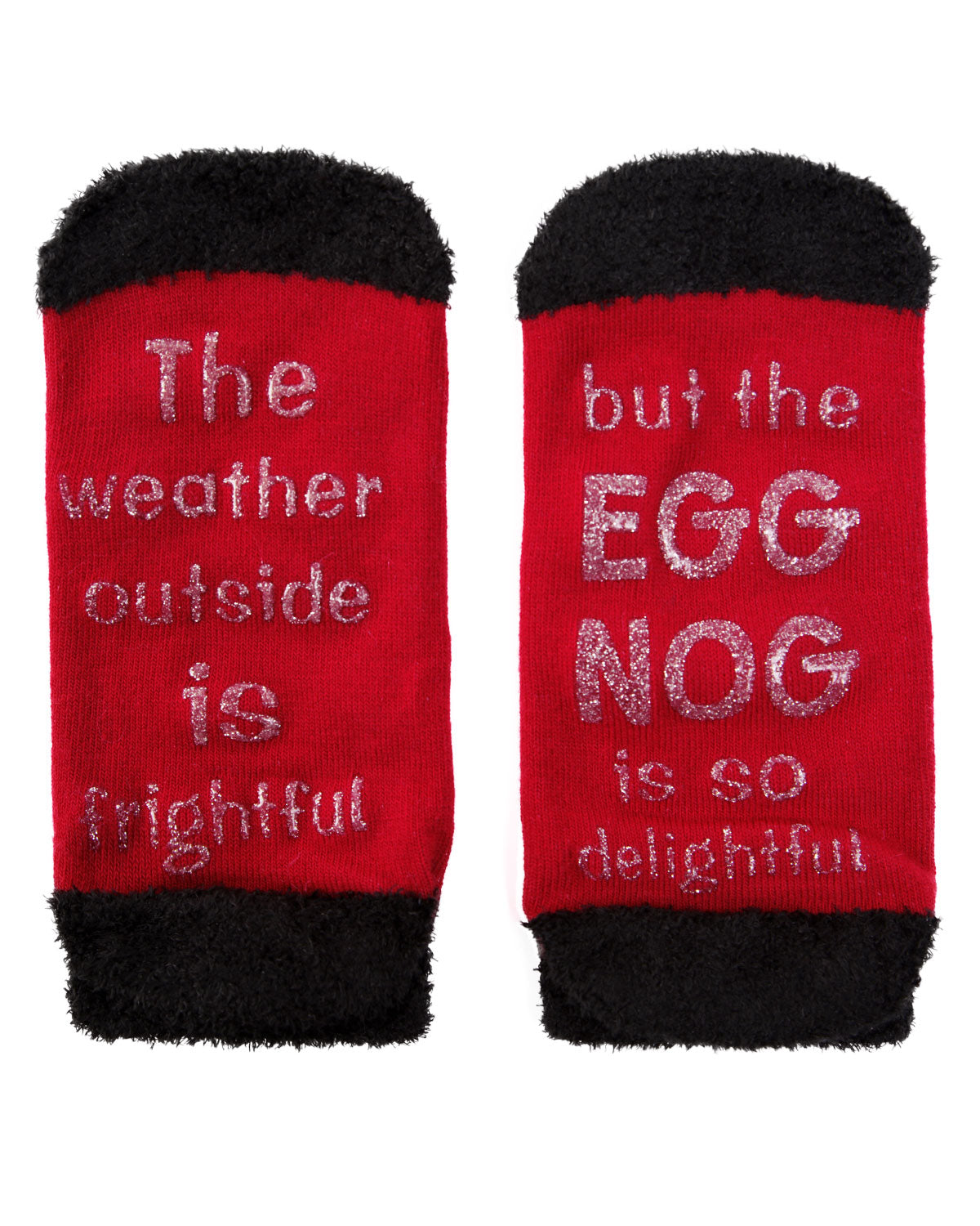 Women's Eggnog Low-Cut Non-Skid Holiday Socks : Color: Red
