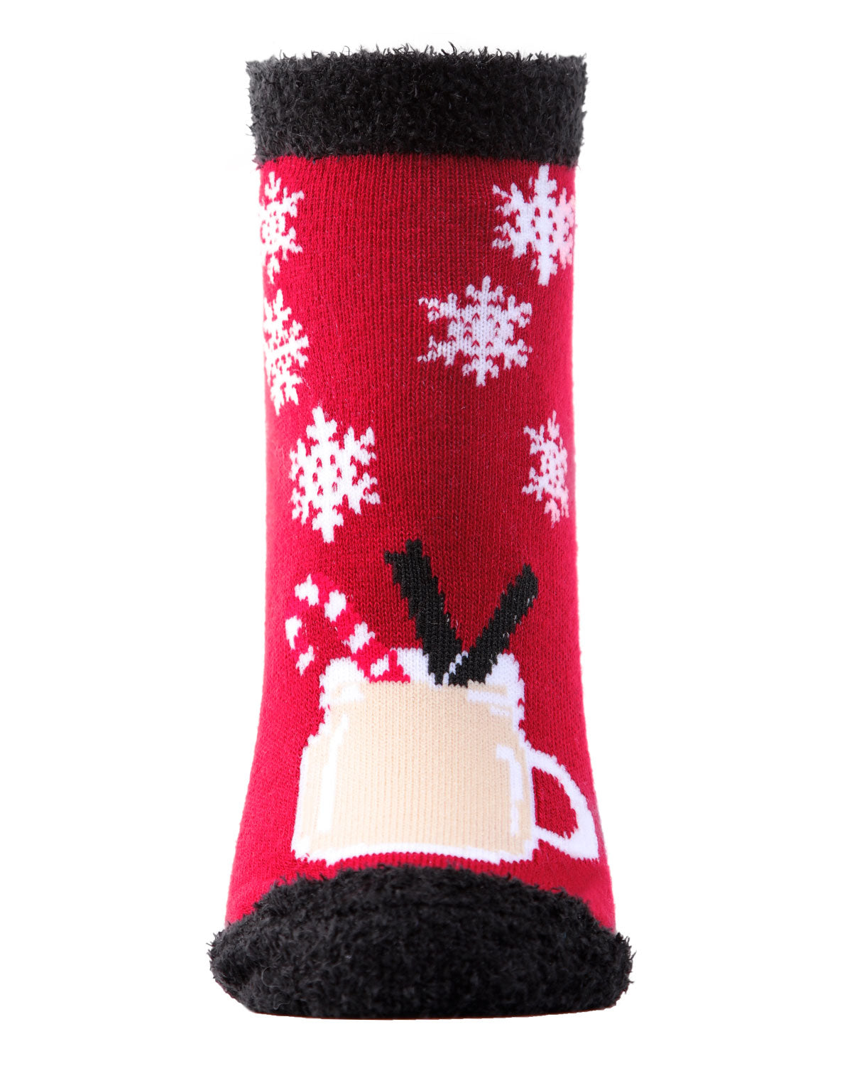 Women's Eggnog Low-Cut Non-Skid Holiday Socks : Color: Red