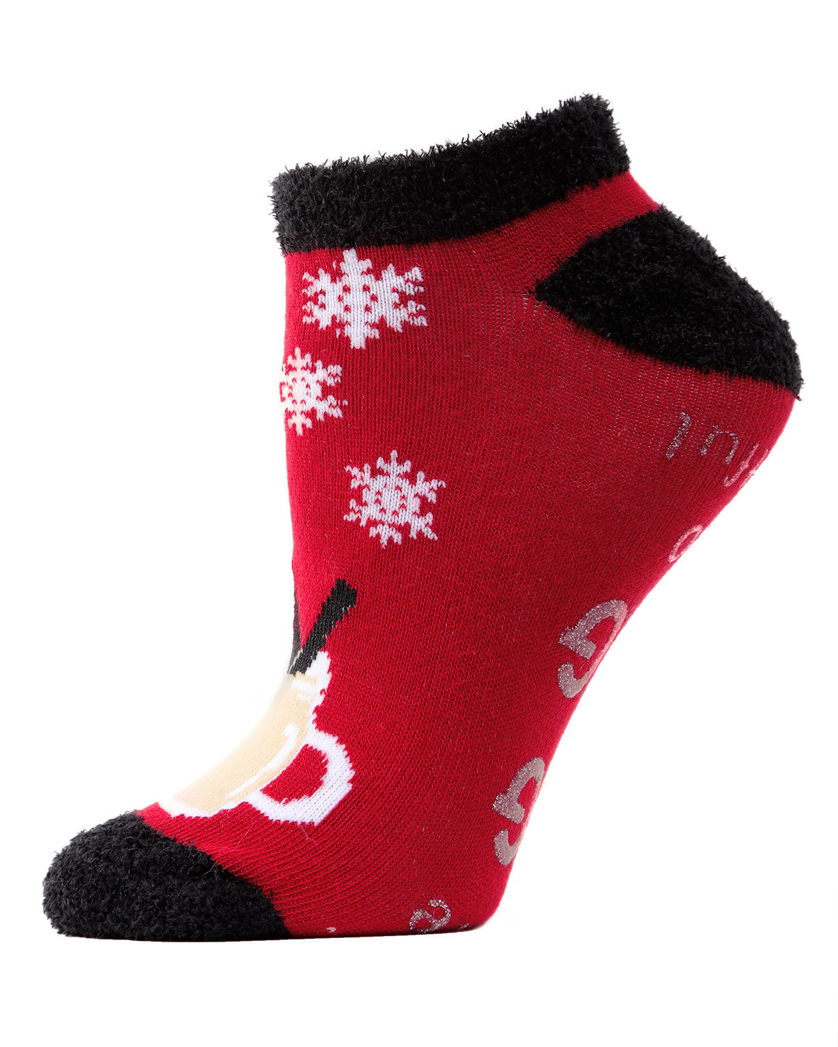Women's Eggnog Low-Cut Non-Skid Holiday Socks : Color: Red