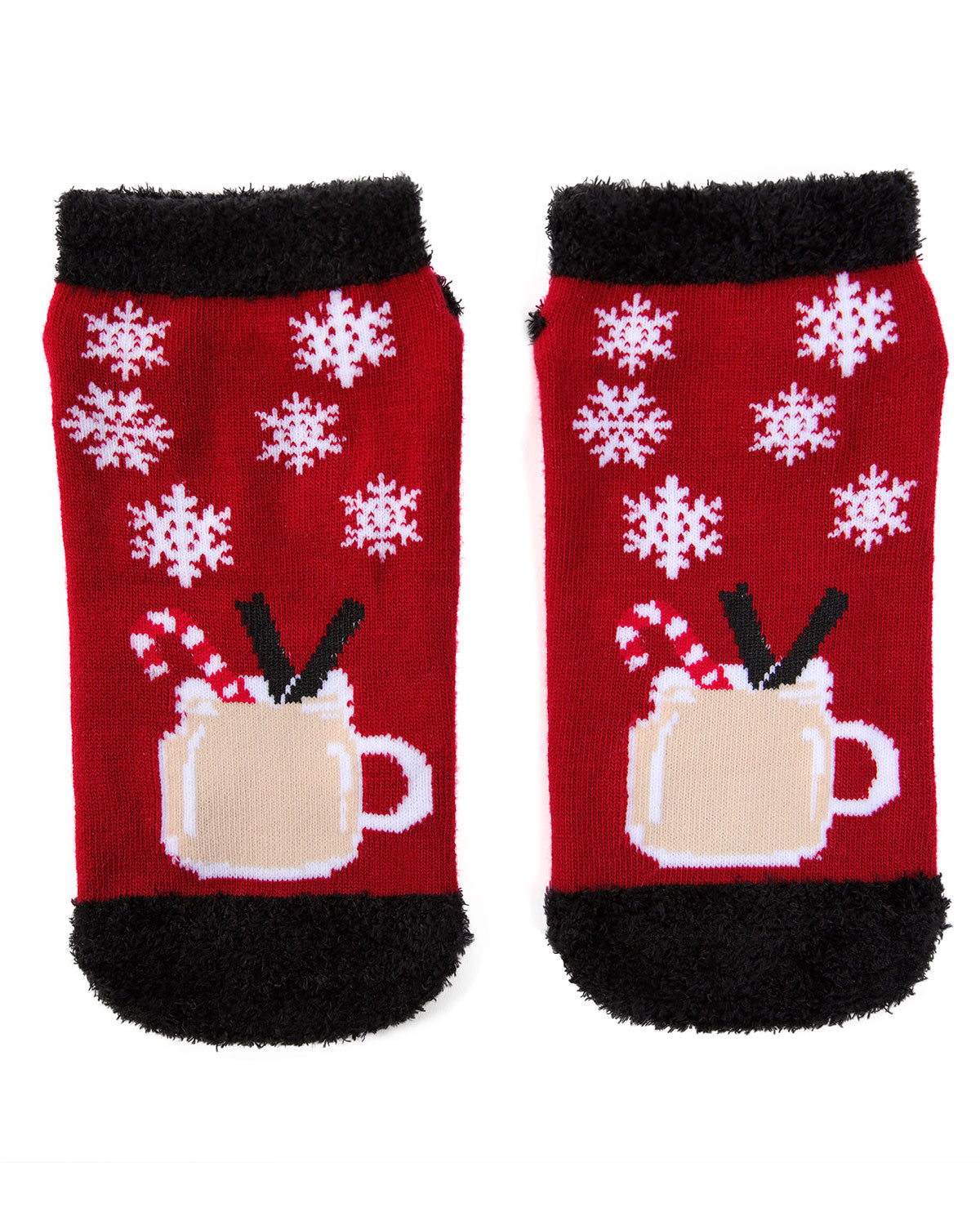Women's Eggnog Low-Cut Non-Skid Holiday Socks : Color: Red