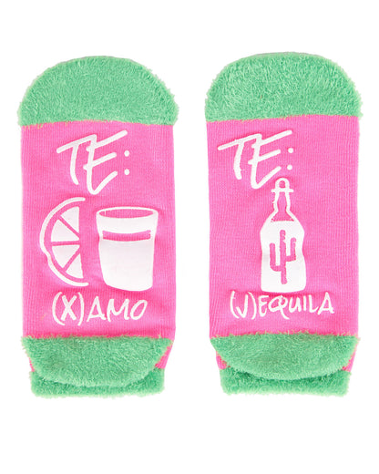 Te Amo Tequila Low-Cut Non-Skid Socks : Color: Sangria