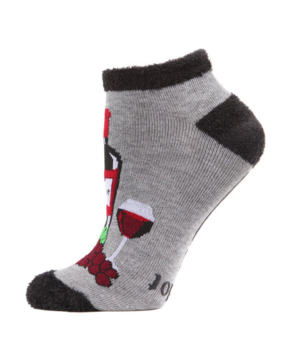 Women's You Had Me At Merlot Low-Cut Non-Skid Socks : Color: Medium Gray Heather