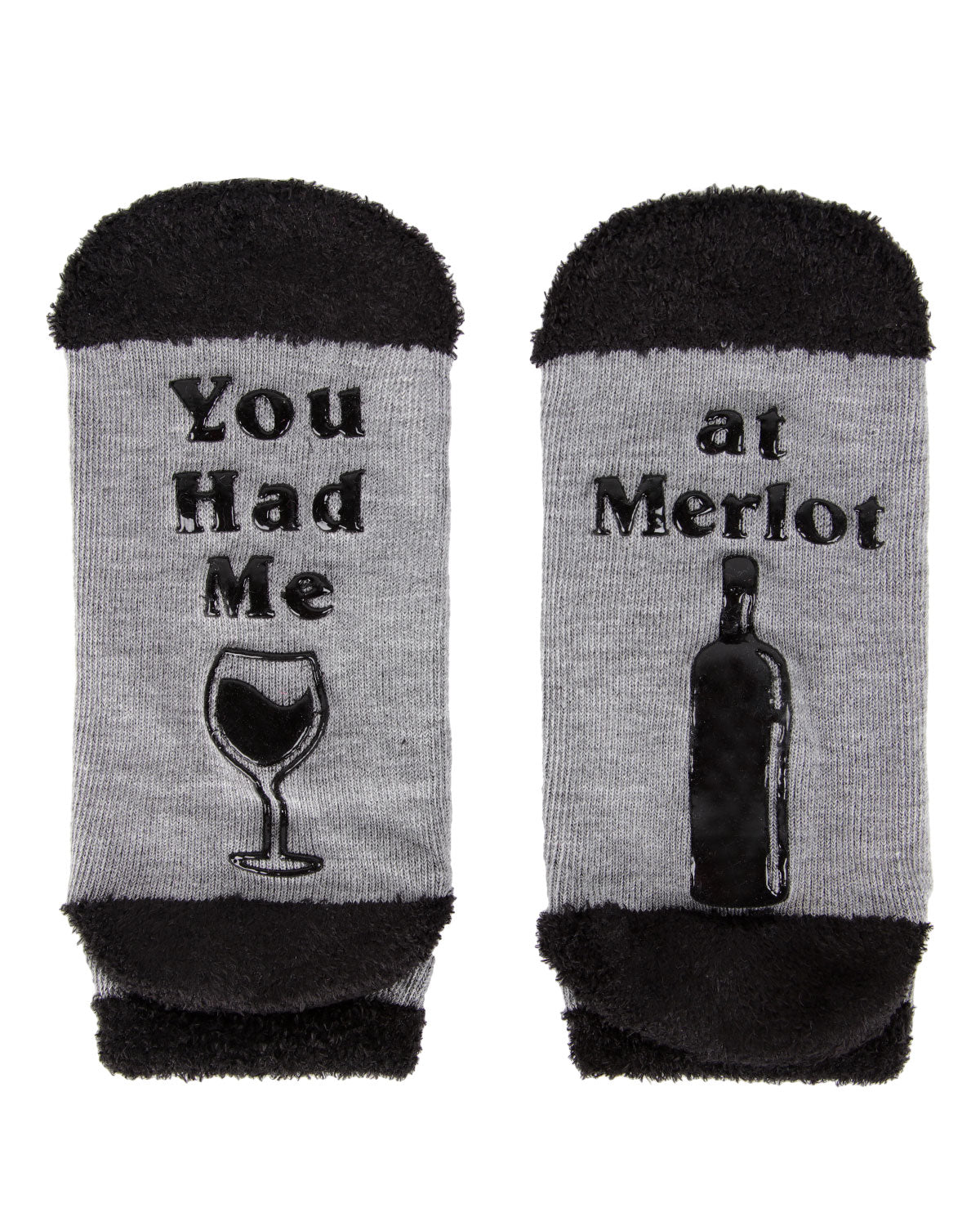 Women's You Had Me At Merlot Low-Cut Non-Skid Socks : Color: Medium Gray Heather