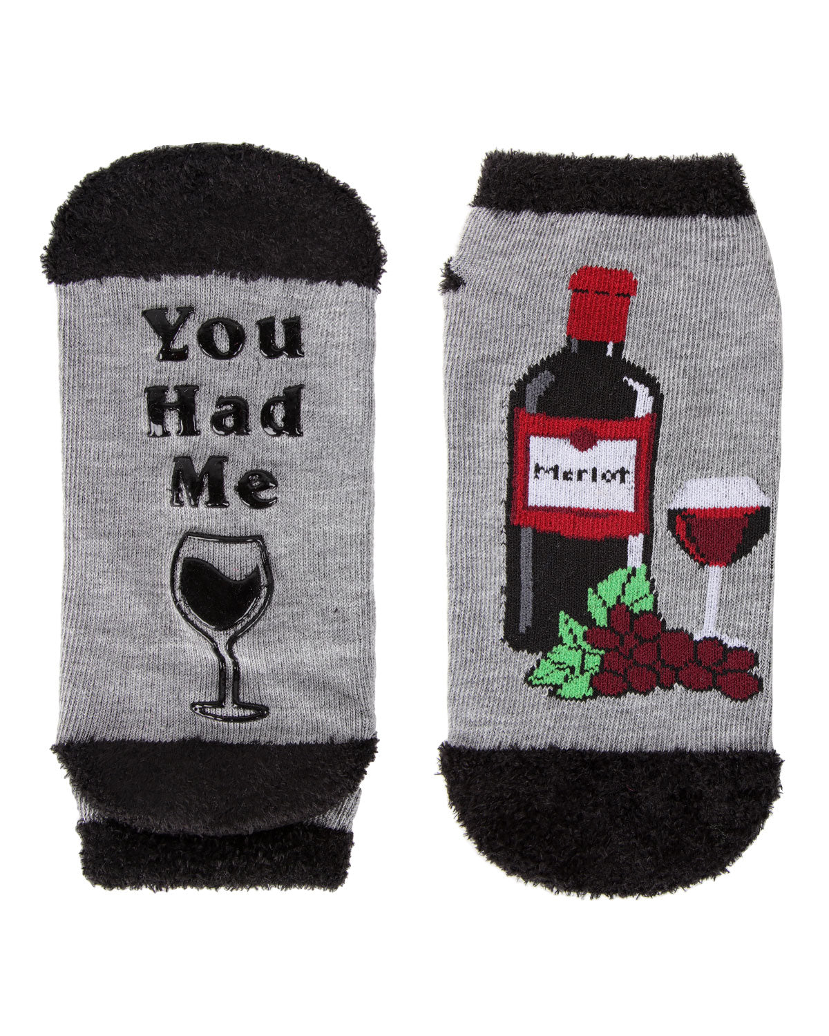 Women's You Had Me At Merlot Low-Cut Non-Skid Socks : Color: Medium Gray Heather
