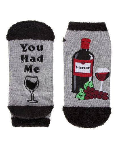 Women's You Had Me At Merlot Low-Cut Non-Skid Socks : Color: Medium Gray Heather