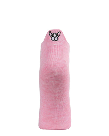 Women's Frenchie Love Low-Cut Tab Socks : Color: Pink Heather
