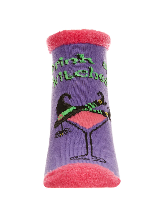 Women's Drink Up, Witches Low-Cut Non-Skid Socks : Color: Purple