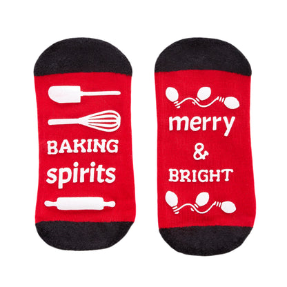 Women's Merry & Baked Low-Cut Non-Skid Socks : Color: Red