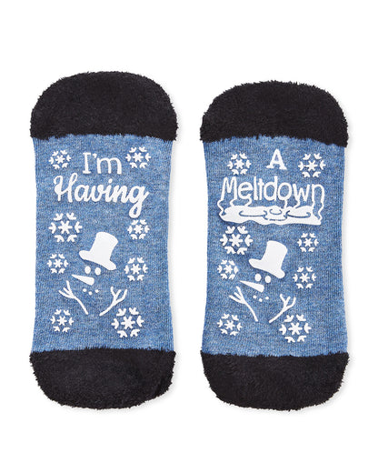 Women's Snowman Problems Low-Cut Non-Skid Socks : Color: Denim Heather