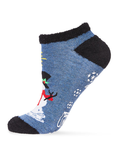 Women's Snowman Problems Low-Cut Non-Skid Socks : Color: Denim Heather