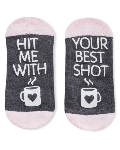 Women's Coffee Drinker Low-Cut Non-Skid Socks : Color: Dark Gray Heather