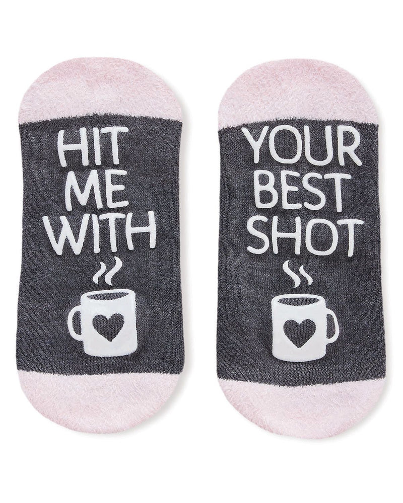 MeMoi Coffee Drinker Fuzzy Low Cut Socks