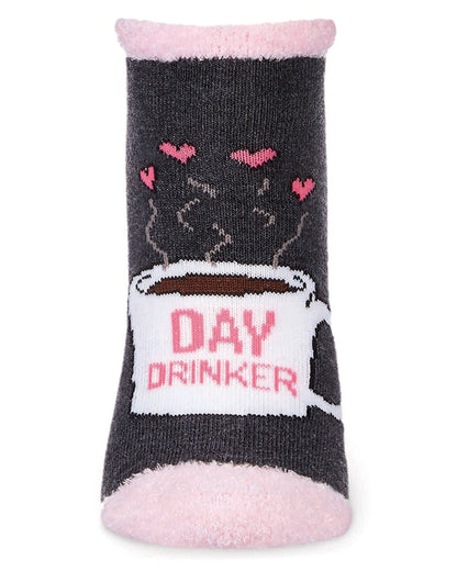 Women's Coffee Drinker Low-Cut Non-Skid Socks : Color: Dark Gray Heather