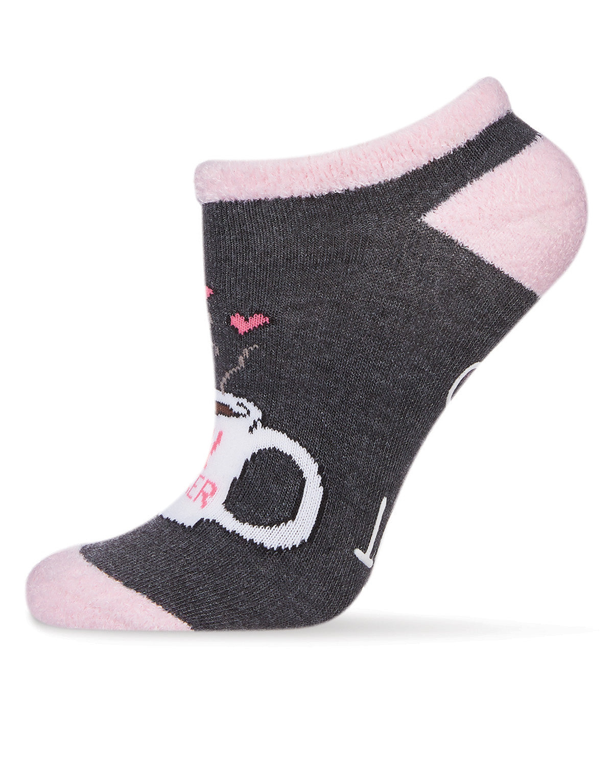 Women's Coffee Drinker Low-Cut Non-Skid Socks : Color: Dark Gray Heather