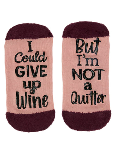 Women's Give Up Wine Low-Cut Non-Skid Socks : Color: Blush