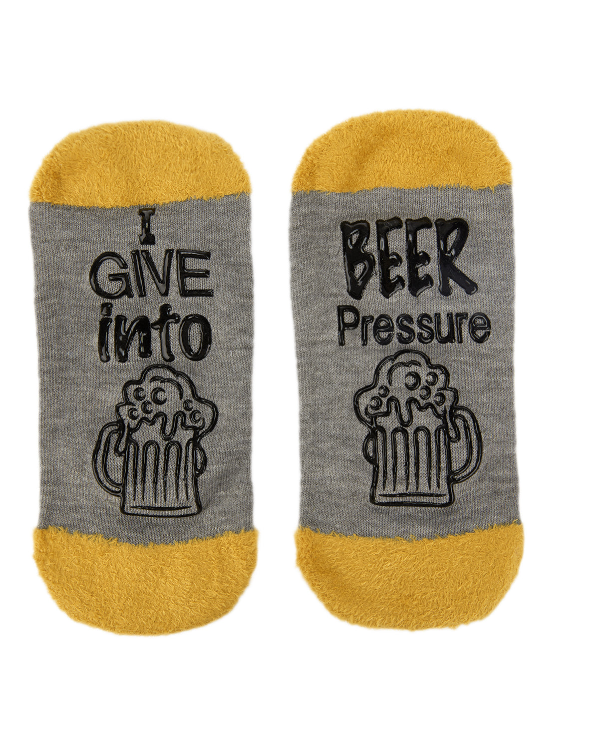 Women's I Give Into Beer Pressure Low-Cut Non-Skid Socks : Color: Medium Gray Heather