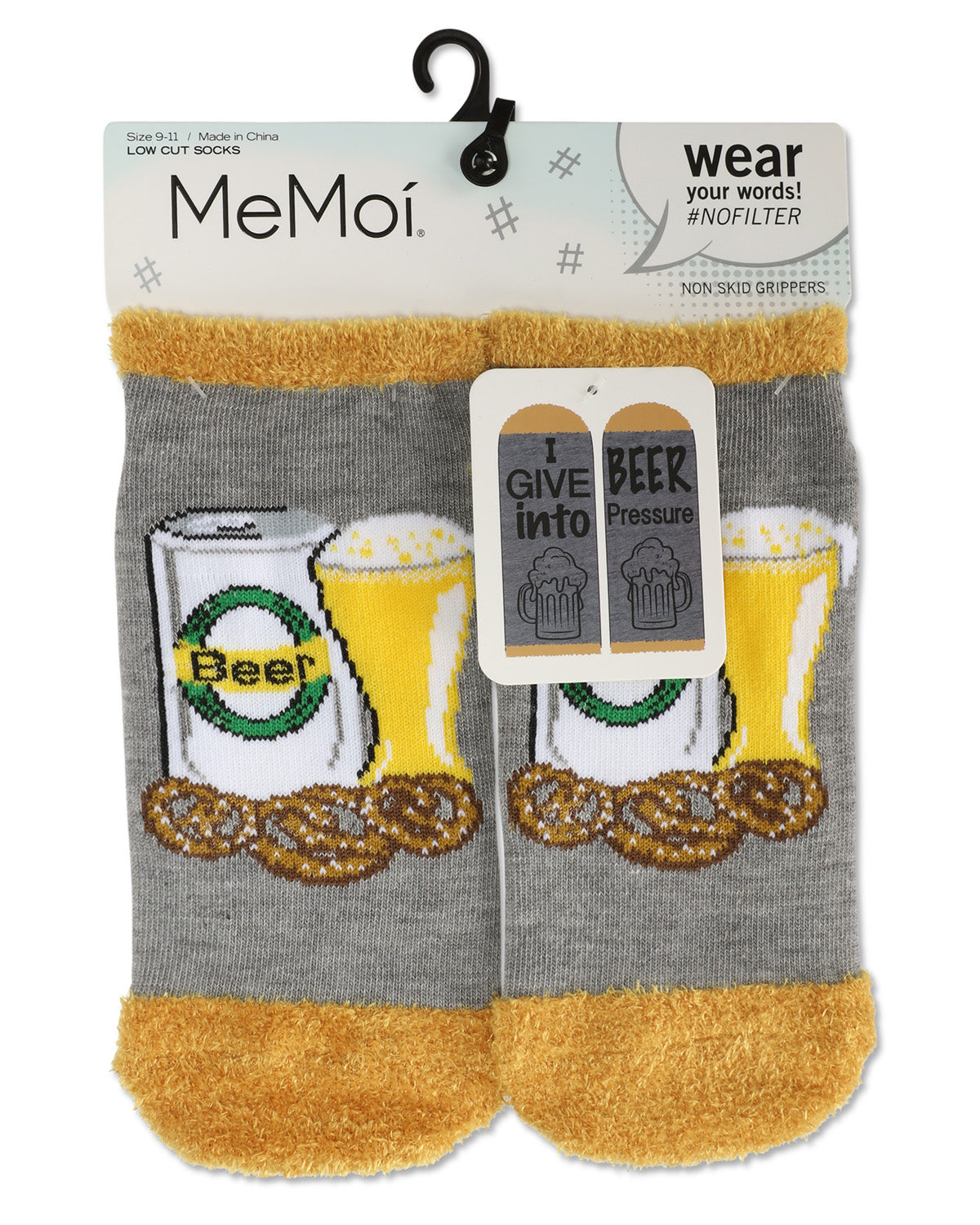 Women's I Give Into Beer Pressure Low-Cut Non-Skid Socks : Color: Medium Gray Heather