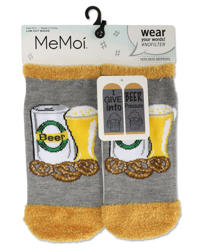 Women's I Give Into Beer Pressure Low-Cut Non-Skid Socks : Color: Medium Gray Heather