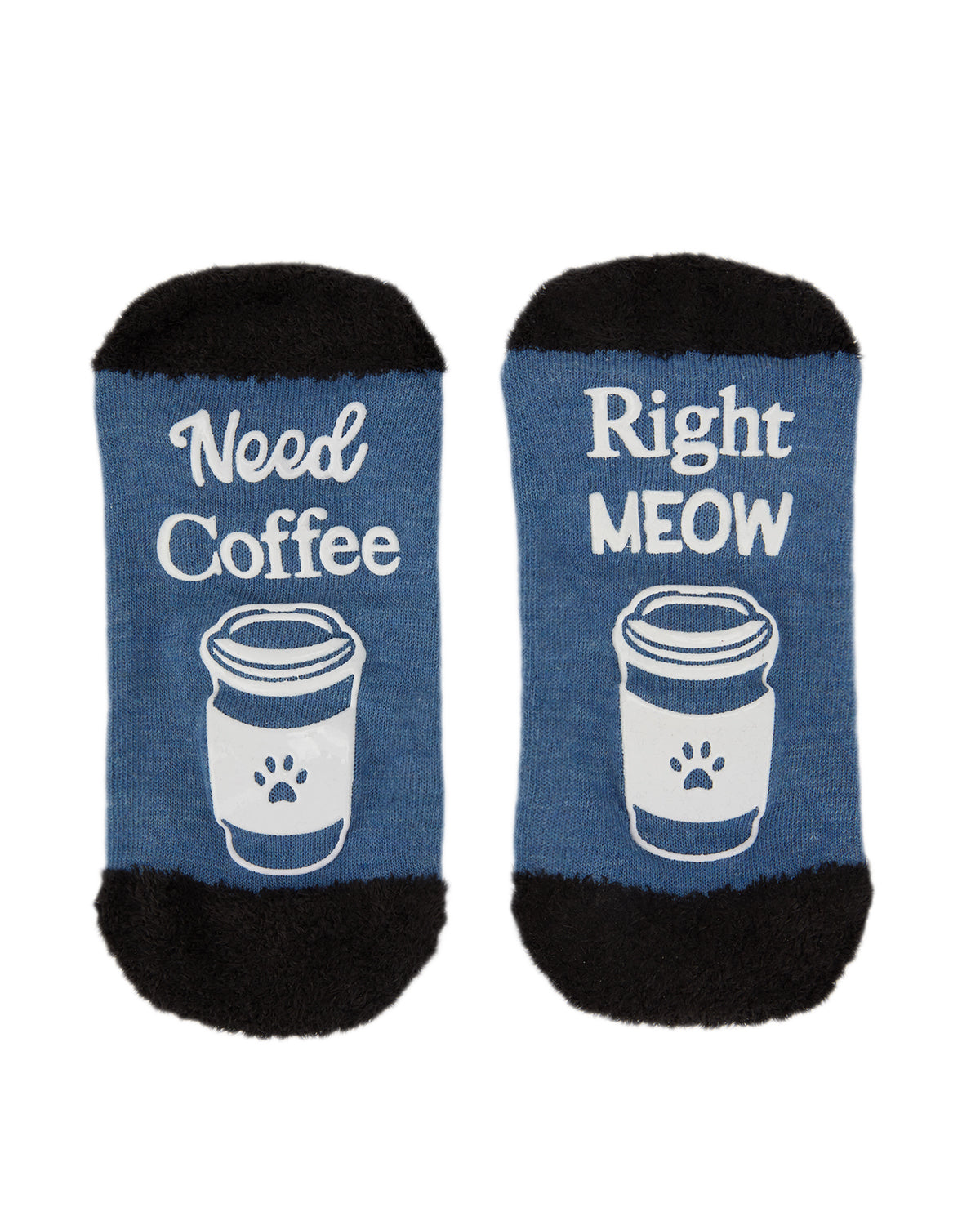 Women's Need Coffee Right Meow Low-Cut Non-Skid Socks : Color: Medium Denim Heather