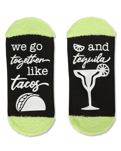 Women's Tequila N Tacos Low Cut Non-Skid Socks : Color: Black