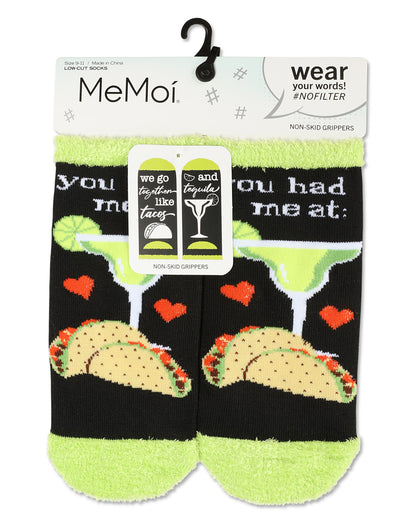 Women's Tequila N Tacos Low Cut Non-Skid Socks : Color: Black