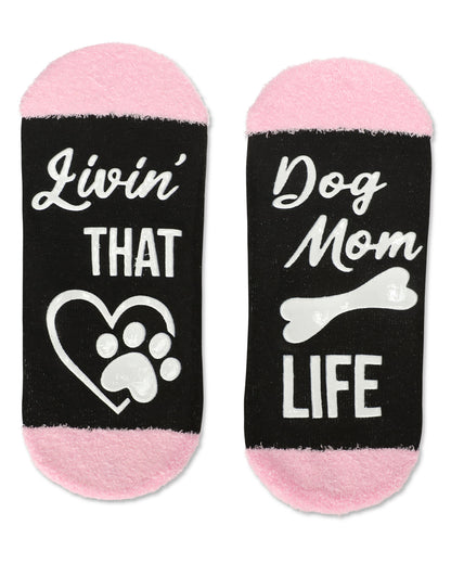 Women's Dog Mom Life Low-Cut Non-Skid Socks : Color: Black