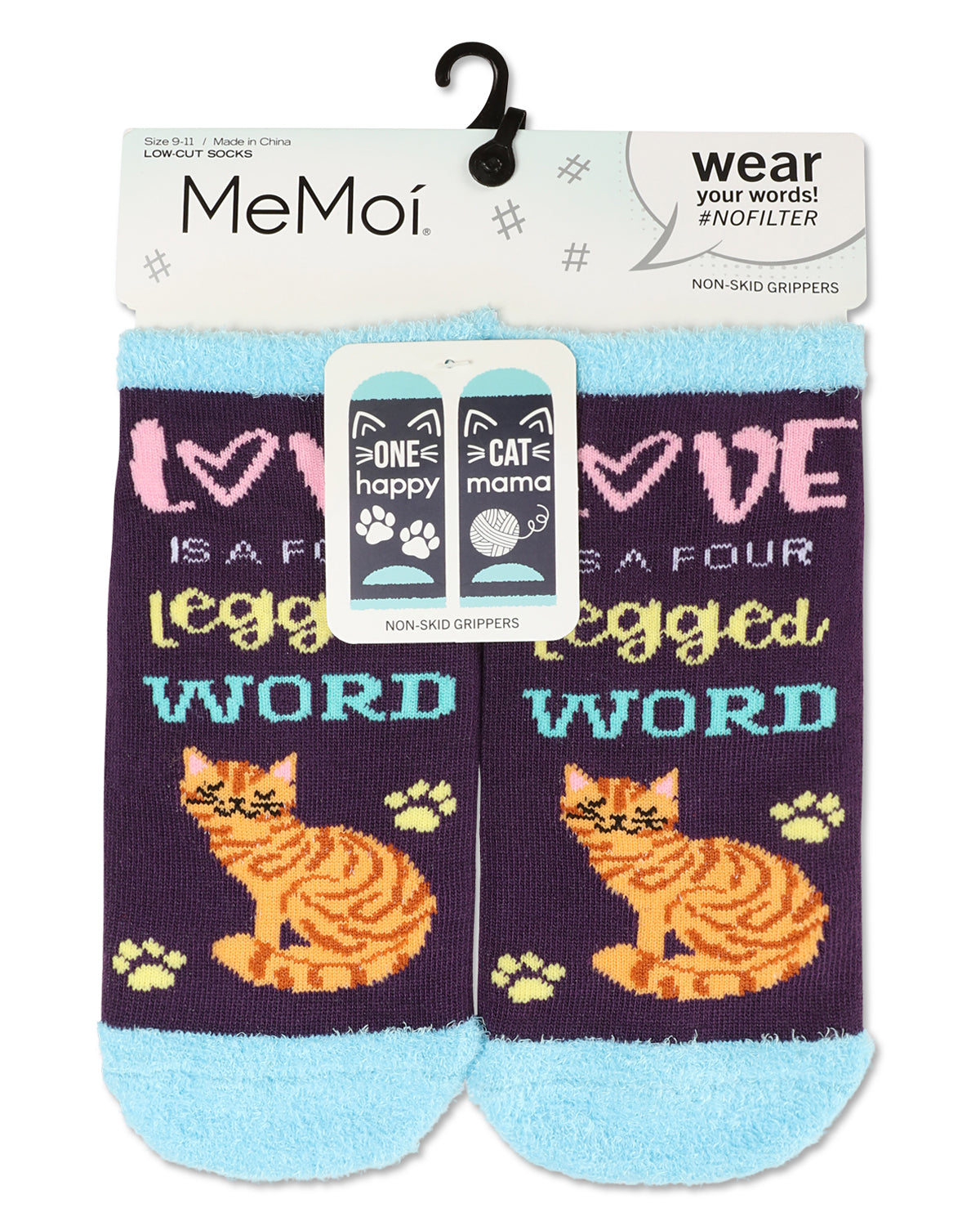 Women's Cat Mama Low-Cut Non-Skid Socks : Color: Blackberry Cordial