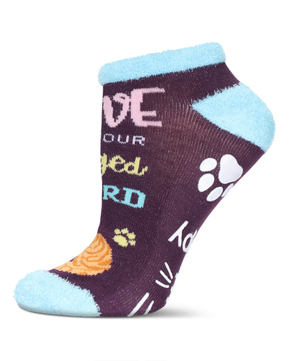 Women's Cat Mama Low-Cut Non-Skid Socks : Color: Blackberry Cordial