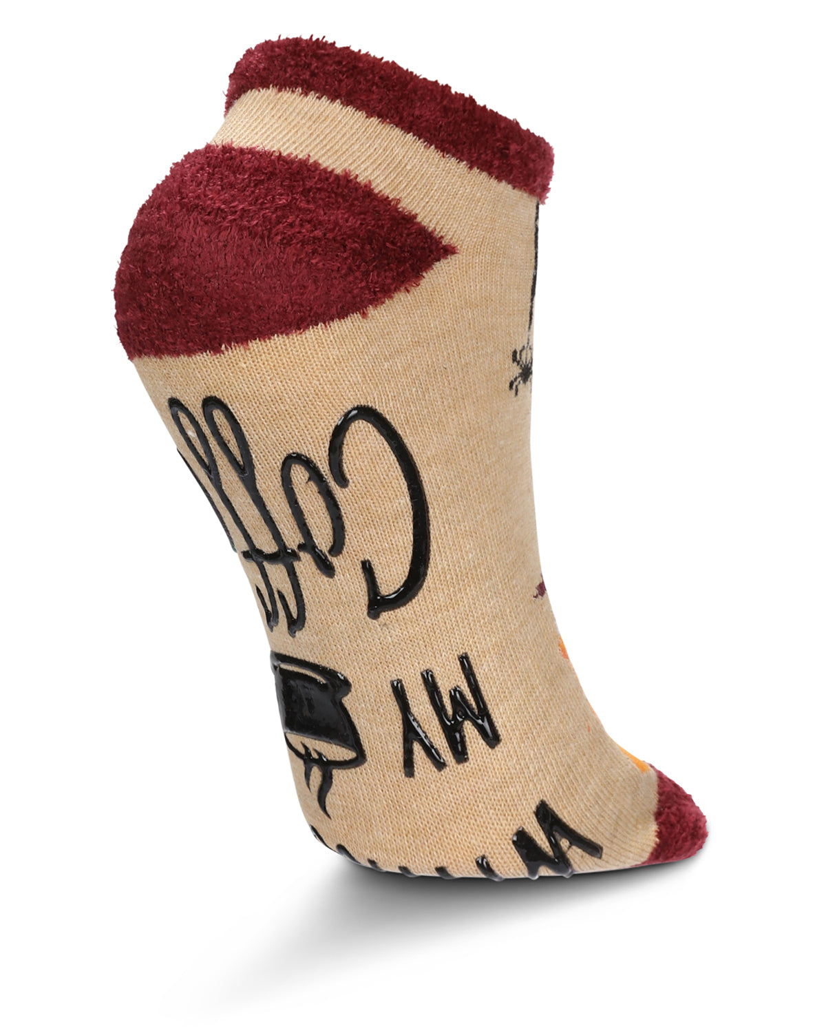 Women's Coffee Witch Low-Cut Non-Skid Socks : Color: Oatmeal Heather