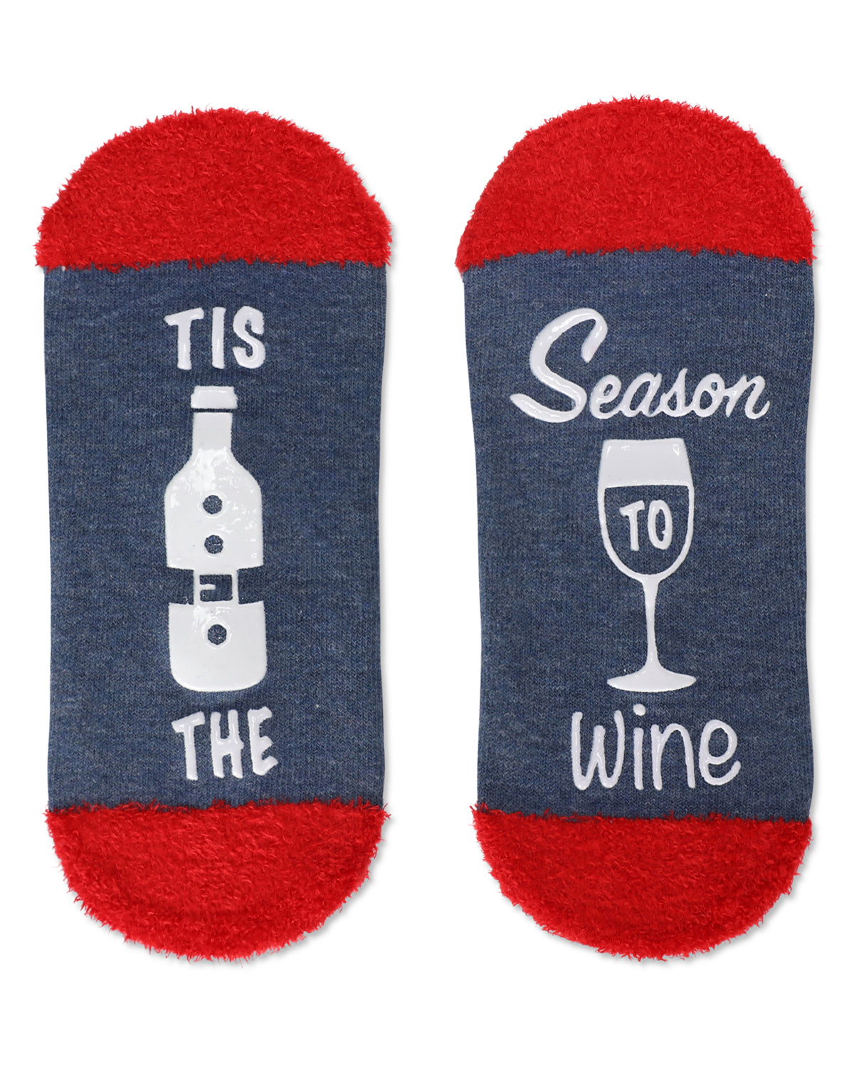 Women's Tis The Season To Wine Low-Cut Non-Skid Socks : Color: Dark Denim Heather