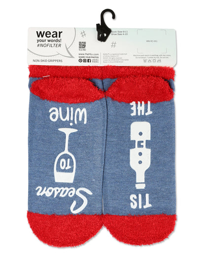 Women's Tis The Season To Wine Low-Cut Non-Skid Socks : Color: Dark Denim Heather