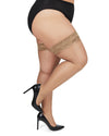 Plus Size Curvy Silky Sheer Lace Top Thigh High Stocking : Color: City Beige
