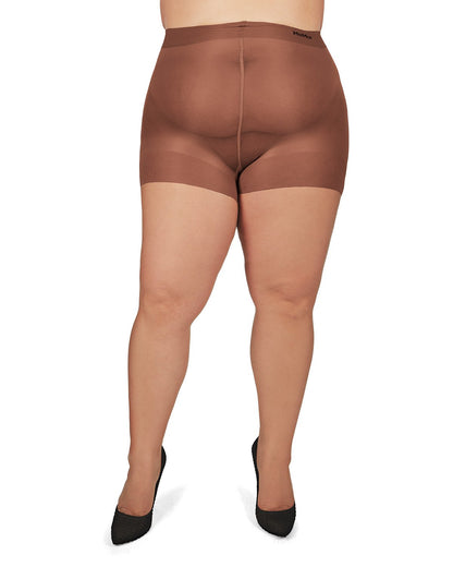 Plus Size Curvy Ultra Sheer Control Top Pantyhose : Color: French Coffee